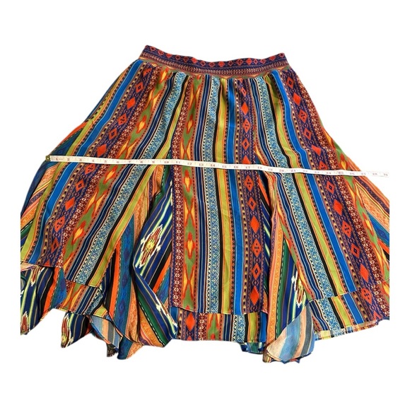 Soft Surroundings Boho Ikat Print Handkerchief Hem Fantasia Festival Skirt PM - Picture 8 of 12
